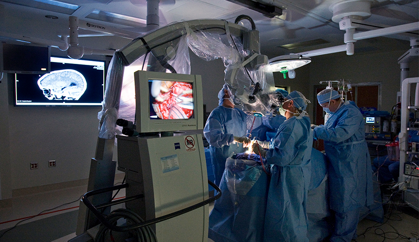 Intraoperative Magnetic Resonance Imaging techonology being used during brain surgery